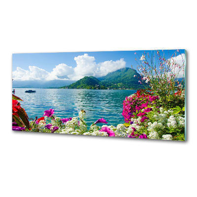 Salpicadero de cocina Flores junto al lago