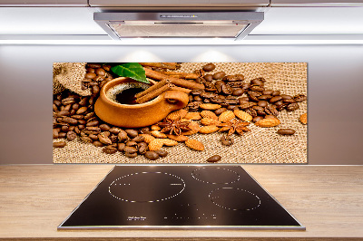 Panel de pared de cocina Granos de café y una taza