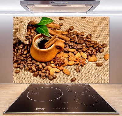 Panel de pared de cocina Granos de café y una taza
