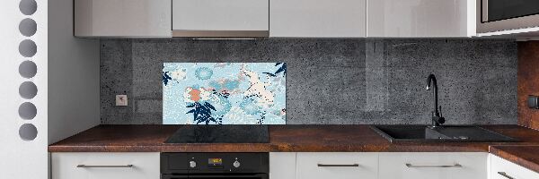 Panel de pared de cocina Grulla y flores
