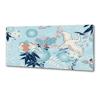 Panel de pared de cocina Grulla y flores