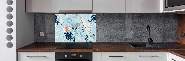 Panel de pared de cocina Grulla y flores