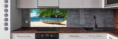 Salpicadero para cocina Un barco en la playa