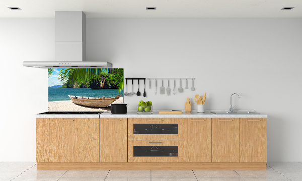 Salpicadero para cocina Un barco en la playa