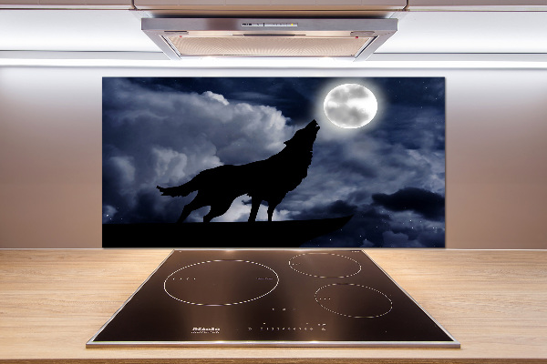 Panel de pared de cocina El lobo aullador de la luna llena