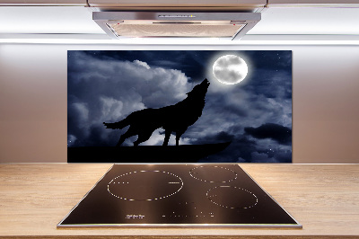 Panel de pared de cocina El lobo aullador de la luna llena