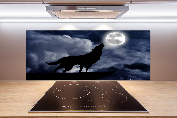 Panel de pared de cocina El lobo aullador de la luna llena
