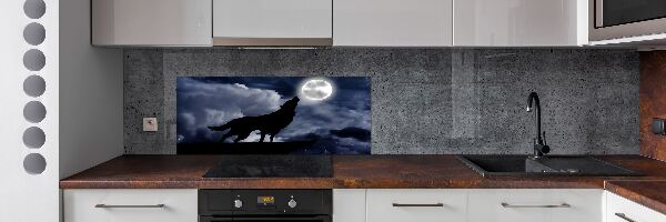 Panel de pared de cocina El lobo aullador de la luna llena