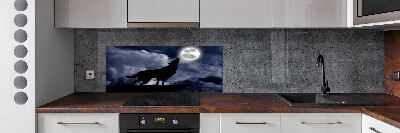 Panel de pared de cocina El lobo aullador de la luna llena