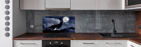 Panel de pared de cocina El lobo aullador de la luna llena