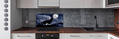 Panel de pared de cocina El lobo aullador de la luna llena