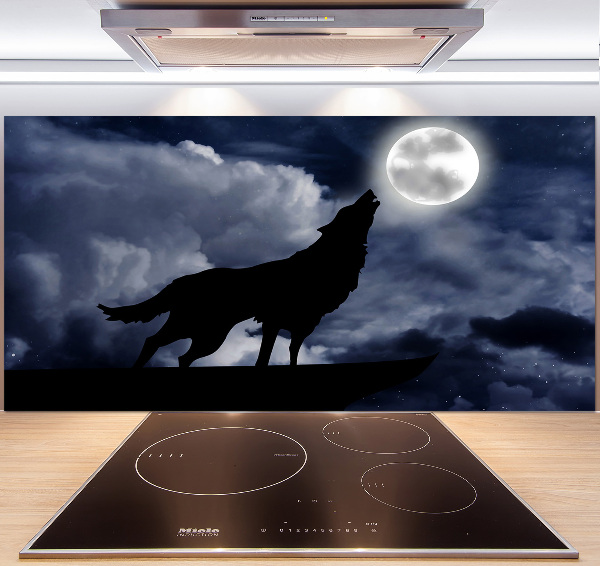 Panel de pared de cocina El lobo aullador de la luna llena