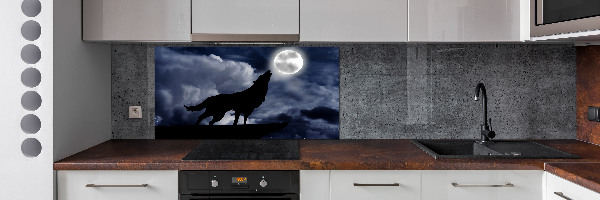Panel de pared de cocina El lobo aullador de la luna llena