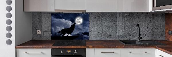 Panel de pared de cocina El lobo aullador de la luna llena