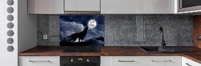 Panel de pared de cocina El lobo aullador de la luna llena