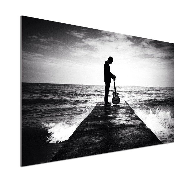 Salpicadero de cocina Guitarrista en el muelle