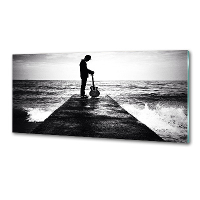 Salpicadero de cocina Guitarrista en el muelle