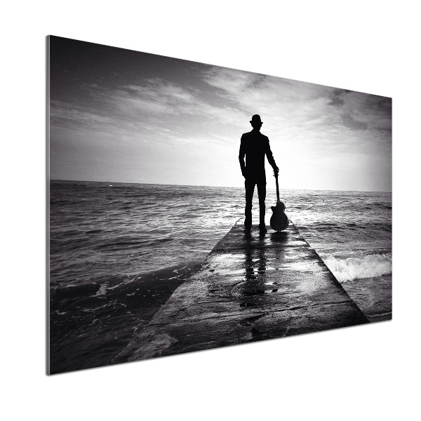 Panel antisalpicaduras Guitarrista en el muelle