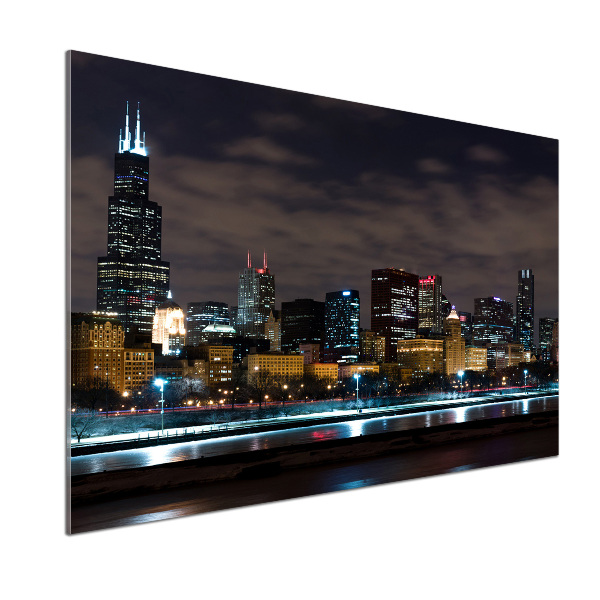 Panel de pared de cocina Chicago de noche