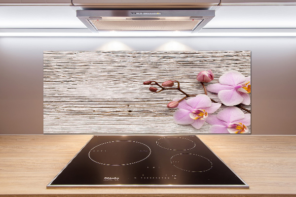 Panel de pared de cocina Orquídea sobre madera