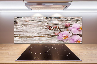 Panel de pared de cocina Orquídea sobre madera
