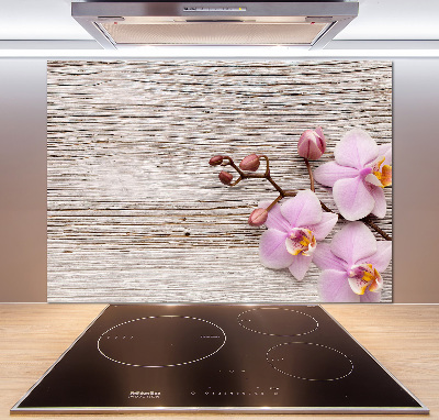 Panel de pared de cocina Orquídea sobre madera