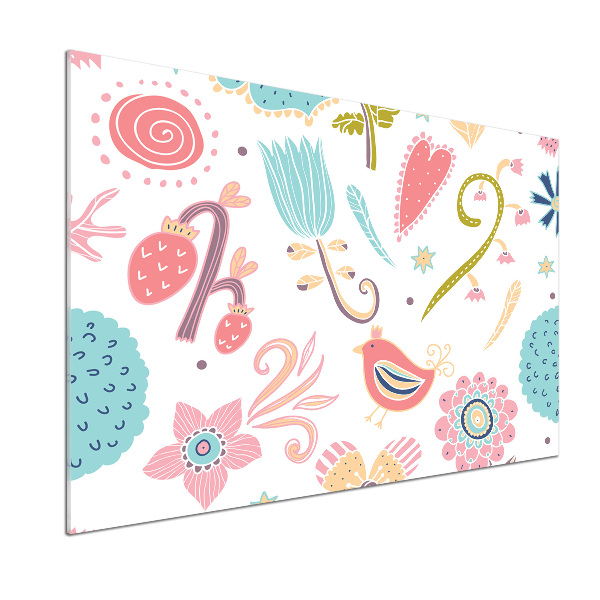 Salpicadero de cocina Flores y pájaros