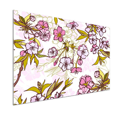 Panel de pared de cocina flores de cerezo