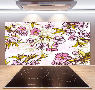 Panel de pared de cocina flores de cerezo