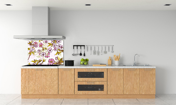 Panel de pared de cocina flores de cerezo