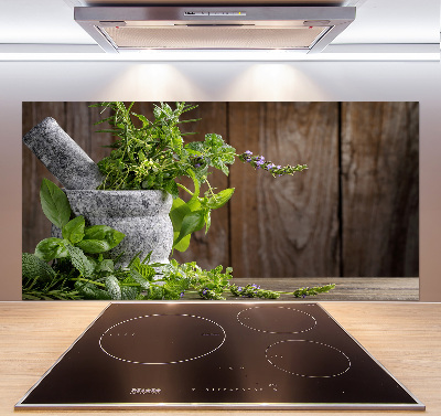 Panel para cocina Hierbas en un mortero