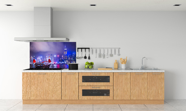 Salpicadero de cocina Hong Kong de noche