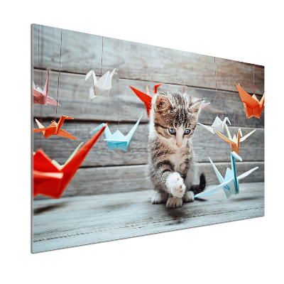 Panel de pared de cocina Pájaros gato hechos de papel