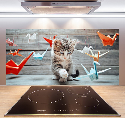 Panel de pared de cocina Pájaros gato hechos de papel