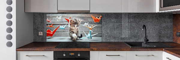 Panel de pared de cocina Pájaros gato hechos de papel