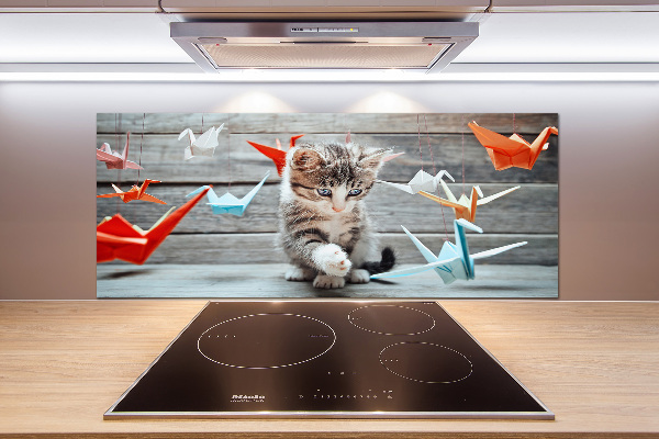 Panel de pared de cocina Pájaros gato hechos de papel