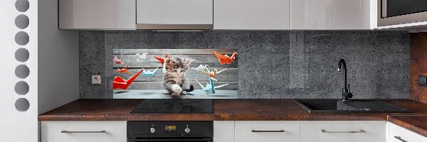 Panel de pared de cocina Pájaros gato hechos de papel