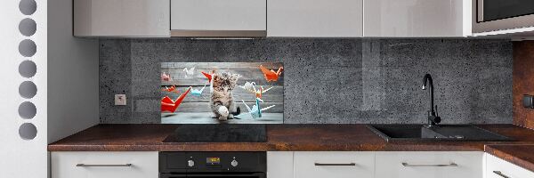 Panel de pared de cocina Pájaros gato hechos de papel