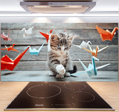 Panel de pared de cocina Pájaros gato hechos de papel