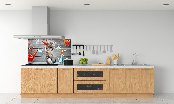 Panel de pared de cocina Pájaros gato hechos de papel