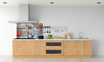 Panel de pared de cocina Pájaros gato hechos de papel