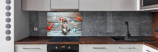 Panel de pared de cocina Pájaros gato hechos de papel