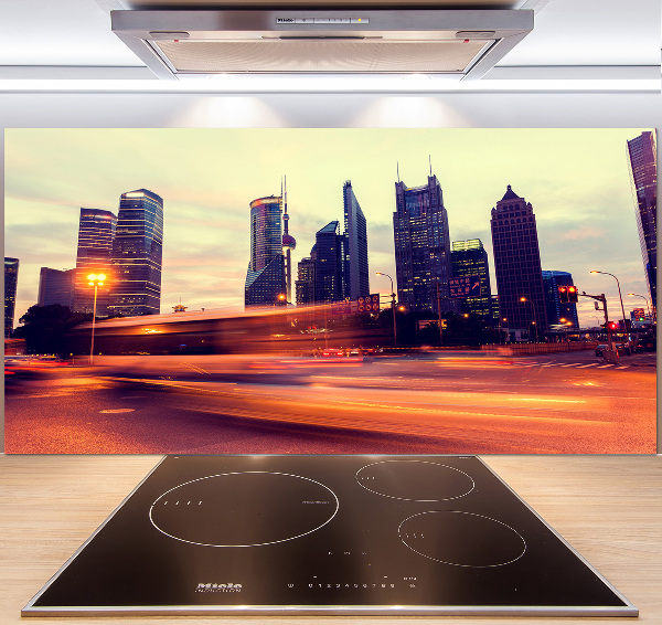 Panel antisalpicaduras Shanghái de noche