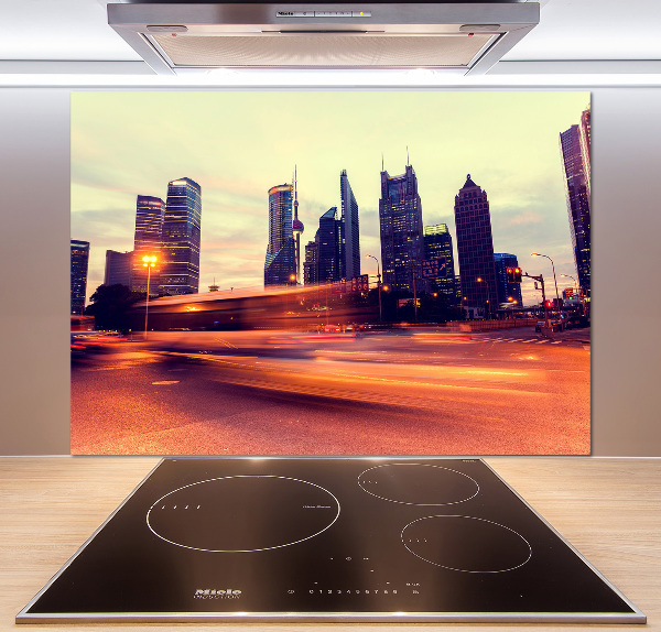 Panel antisalpicaduras Shanghái de noche