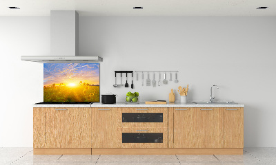 Panel para cocina Un campo de girasoles