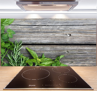 Panel lacobel Drewniane tło zioła