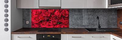Panel de pared de cocina rosas rojas