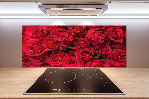 Panel de pared de cocina rosas rojas