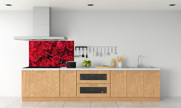 Panel de pared de cocina rosas rojas