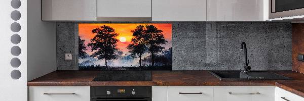Panel para cocina Bosque al atardecer